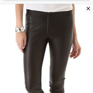 Alice + Olivia black genuine leather skinny pants